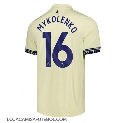 Camisa de Futebol Everton Vitaliy Mykolenko #16 Equipamento Secundário 2025-26 Manga Curta